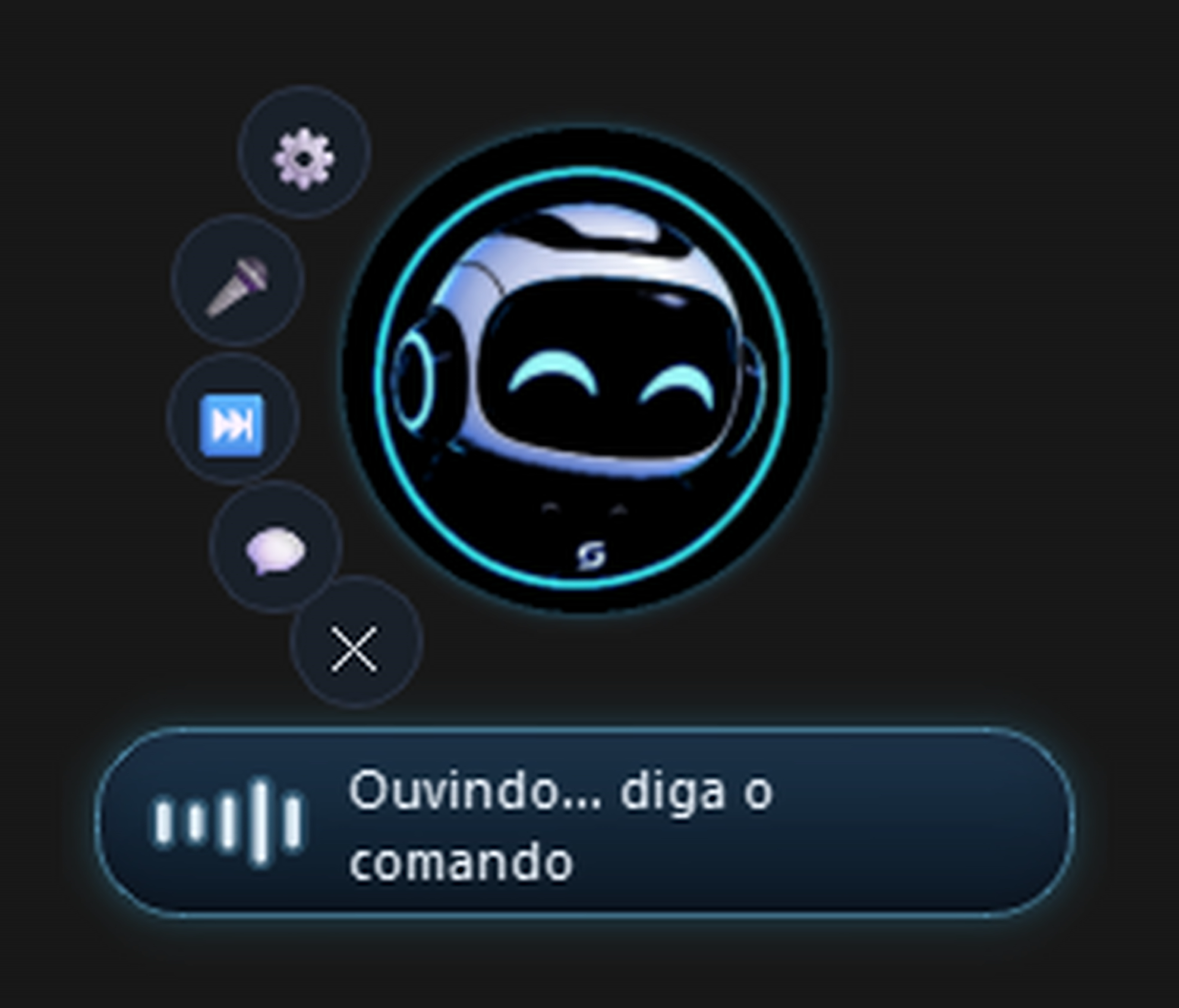 Assistente de voz real do ScriptNova aguardando um comando